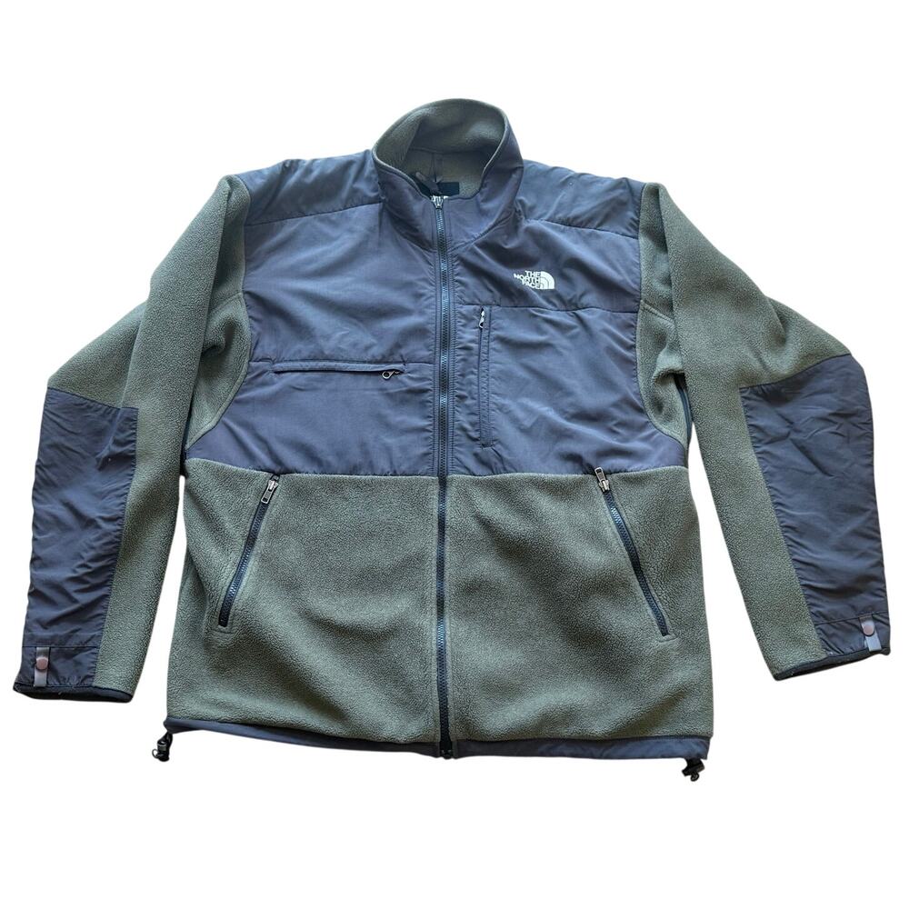 The North Face Denali Fleece Jacket Men XL Olive Green Dark Gray Full Zip